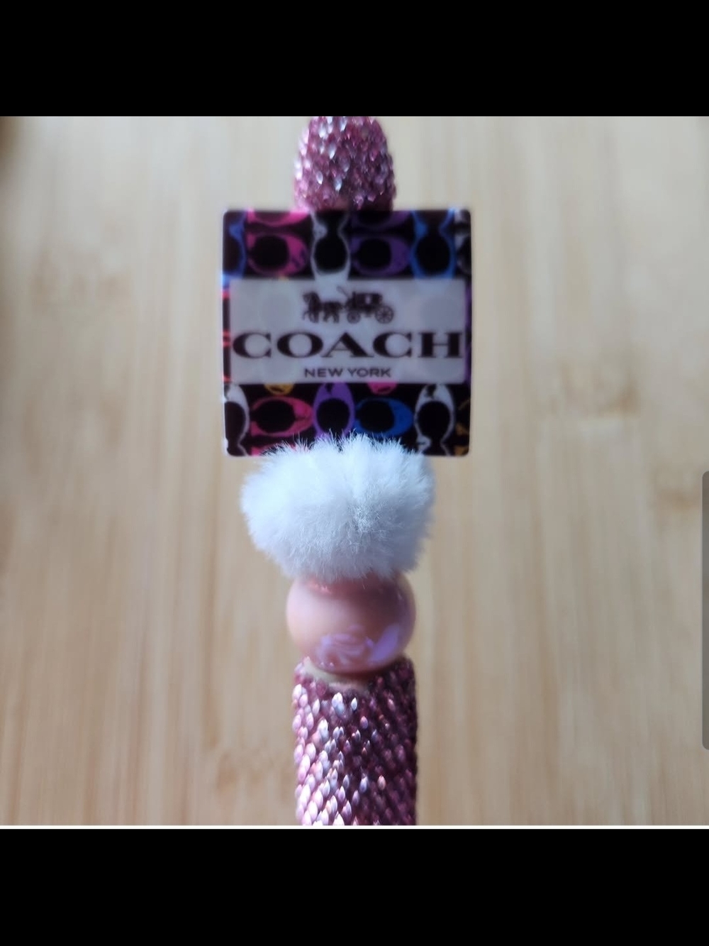 Coach Pink And White Beaded Pen